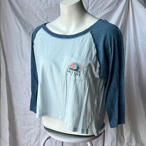 Salt Life Blue Raglan Crop Top Relaxed Fit